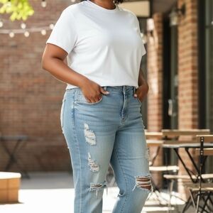 Indigo Rein Light Blue Distressed Cropped Jeans